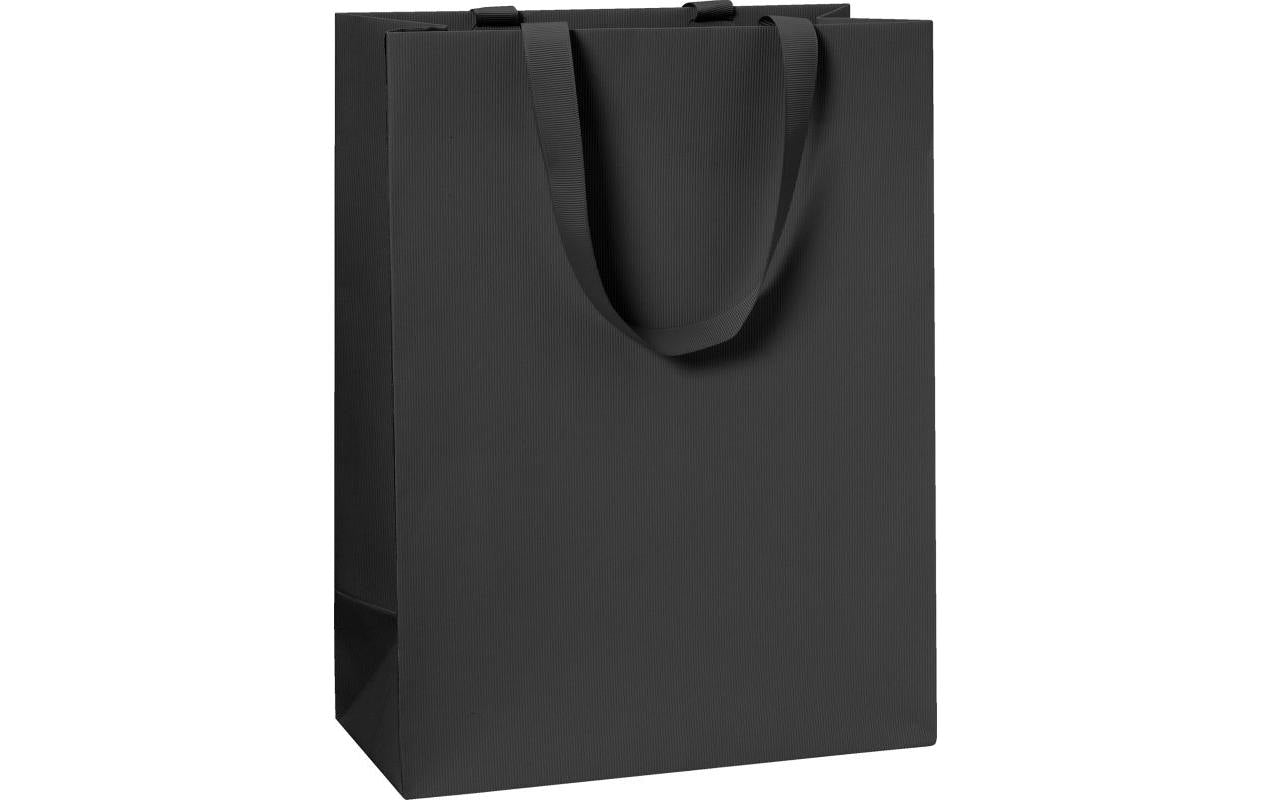Stewo Geschenktasche Schwarz – 230 × 300 × 130 mm – mit Seilgriff, FSC – 1 Stk.