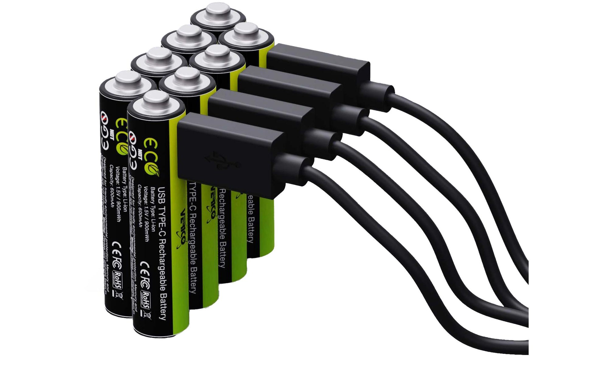 Verico AAA Akkus, Li-Ion, 600 mAh, 1,5 V – 8 Stk.