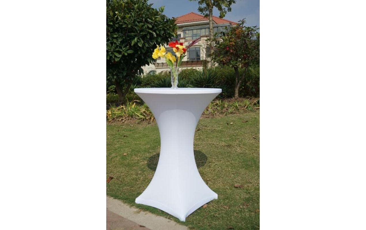 dameco Stehtisch-Husse – Ø 60×120 cm, Polyester/Elastan, Weiss