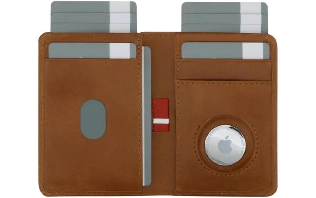 dbramante1928 Kartenetui Billund AirTag Slim – Magnetverschluss – für Apple AirTag – 8 Karten – Braun
