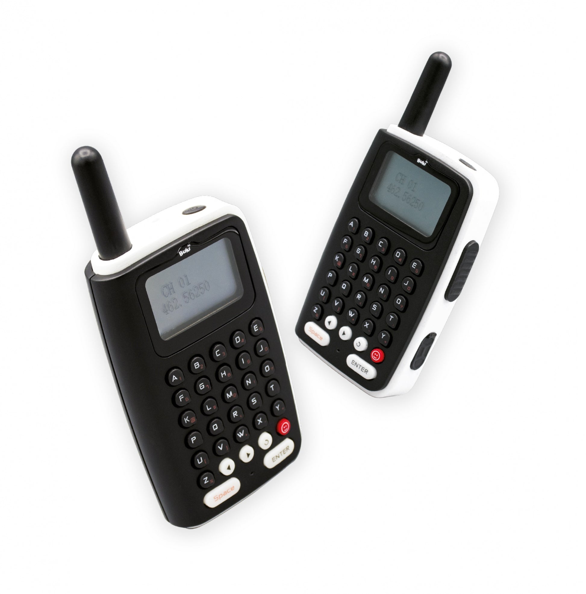 Buki Walkie-Talkie Messenger – wiederaufladbar, inkl. Akkus – 2 Stück – ab 7 Jahren – schwarz/weiss