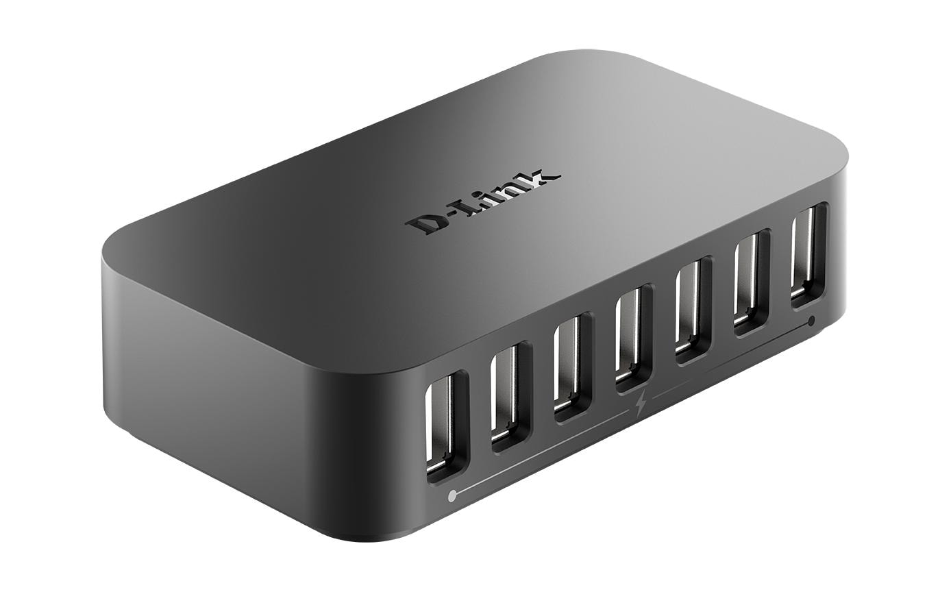 D-Link DUB-H7 USB-Hub – USB 2.0, 7× USB-A, für Windows/Mac/Linux