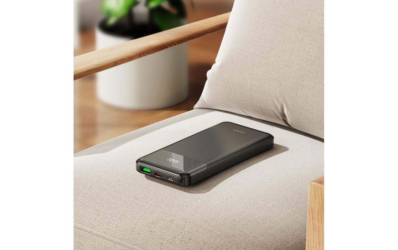 ONIT Powerbank 10'000 mAh – 20 W PD, 1× USB-C, 1× USB-A, schwarz