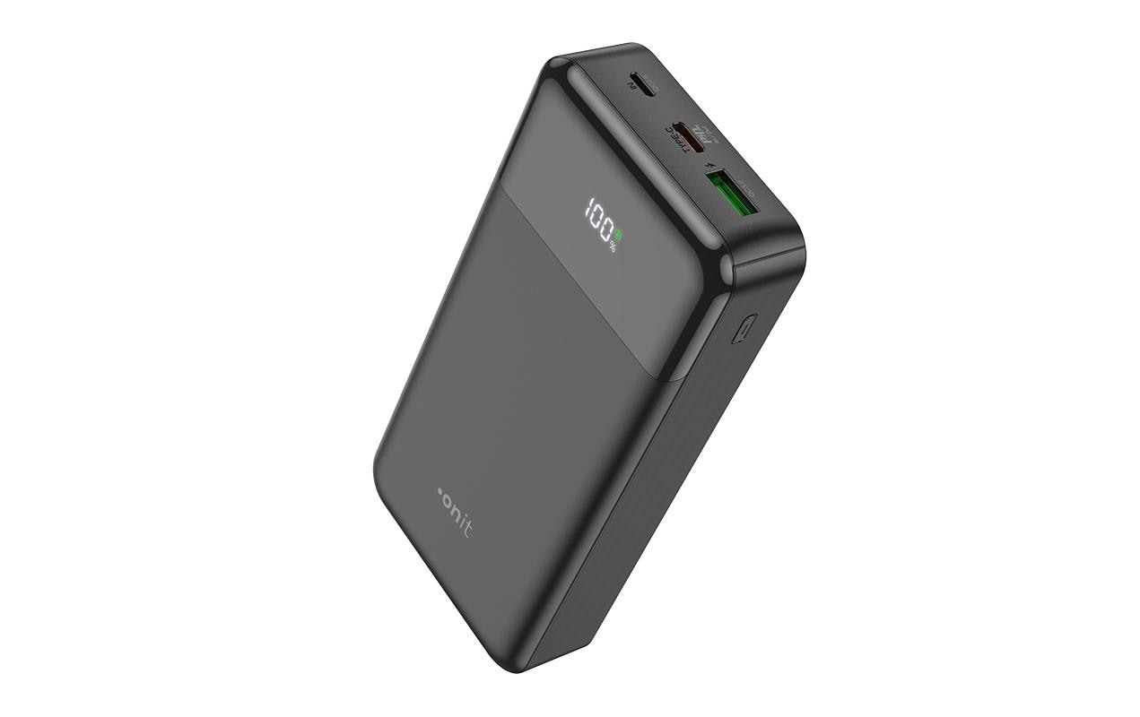 ONIT Powerbank 20'000 mAh – 20 W PD, 1× USB-C, 1× USB-A, schwarz