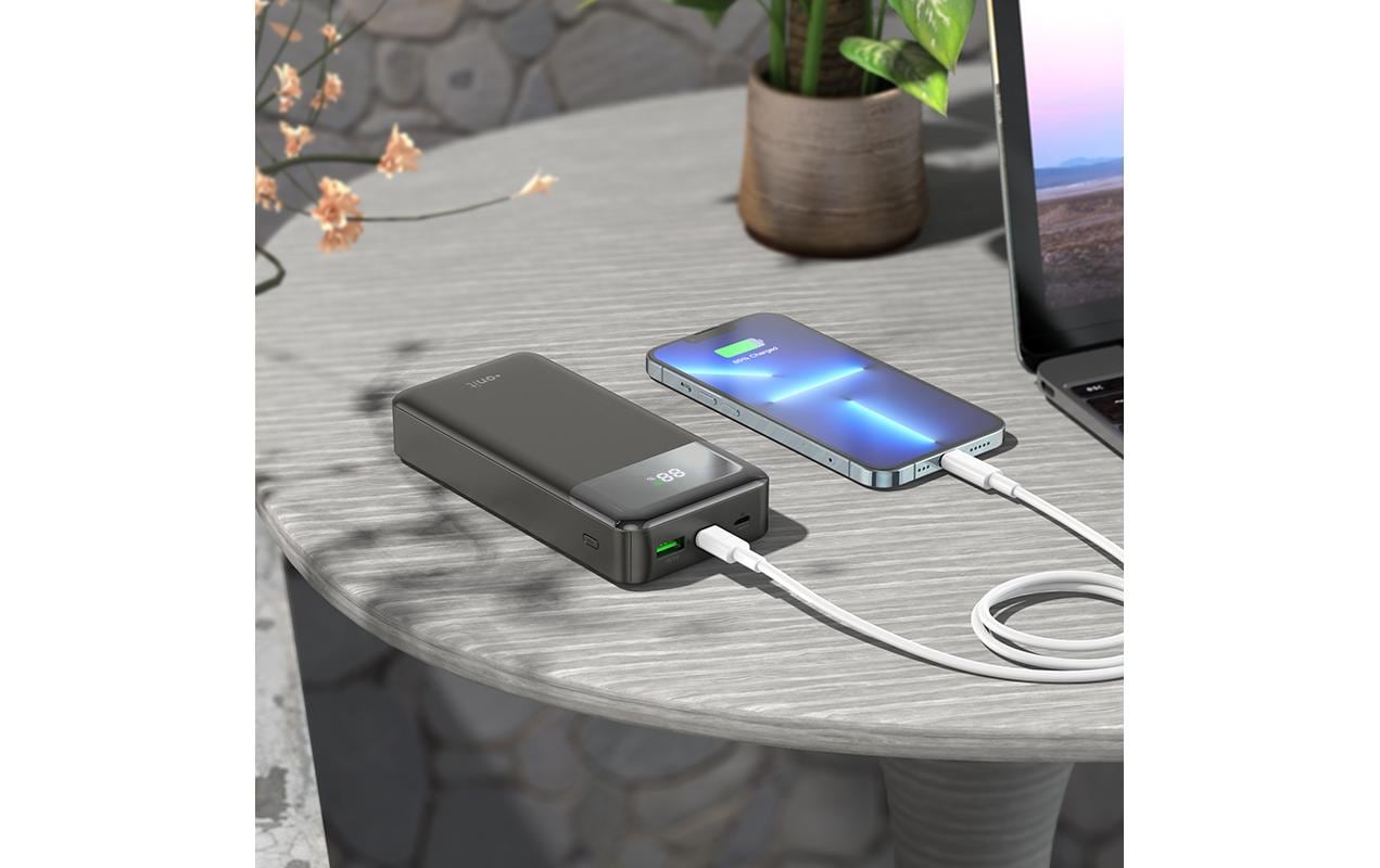 ONIT Powerbank 20'000 mAh – 20 W PD, 1× USB-C, 1× USB-A, schwarz