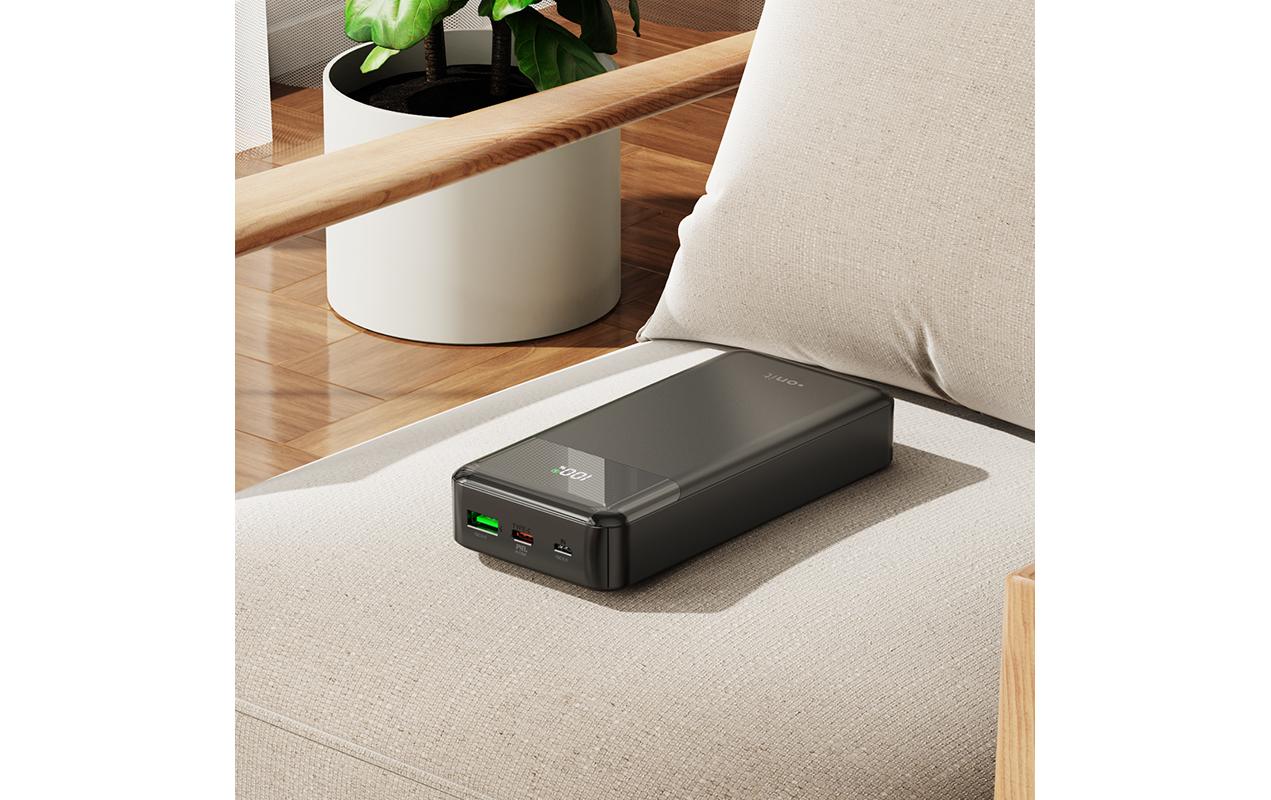 ONIT Powerbank 20'000 mAh – 20 W PD, 1× USB-C, 1× USB-A, schwarz