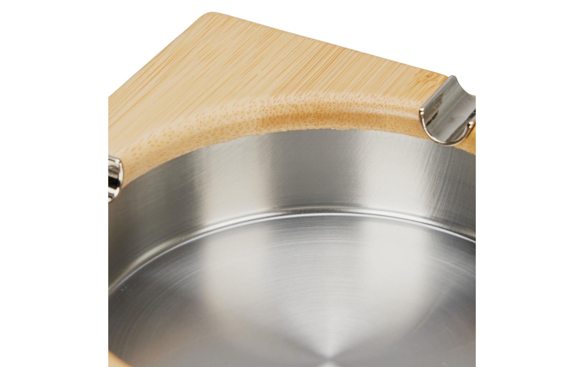 Relaxdays Aschenbecher – 15 × 15 × 4 cm, Bambus/Edelstahl, Braun/Silber