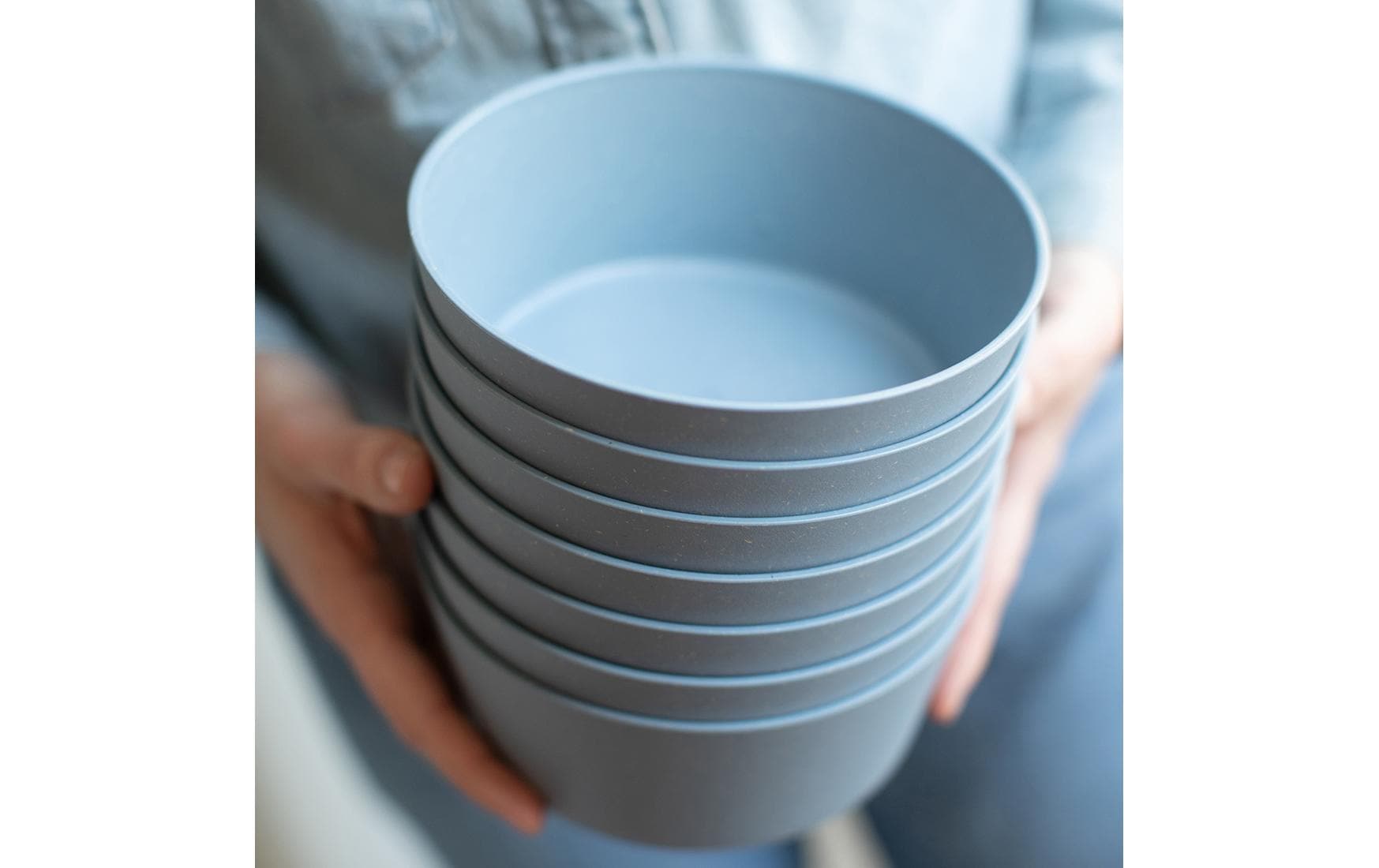 Koziol Schale Connect – 2er Set, 890 ml, Ø 15,5 cm, Kunststoff (biozirkulär), Blau, spülmaschinenfest