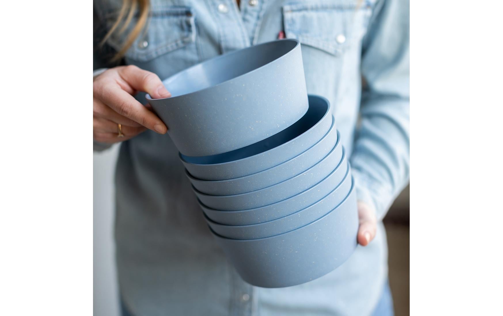 Koziol Schale Connect – 2er Set, 890 ml, Ø 15,5 cm, Kunststoff (biozirkulär), Blau, spülmaschinenfest