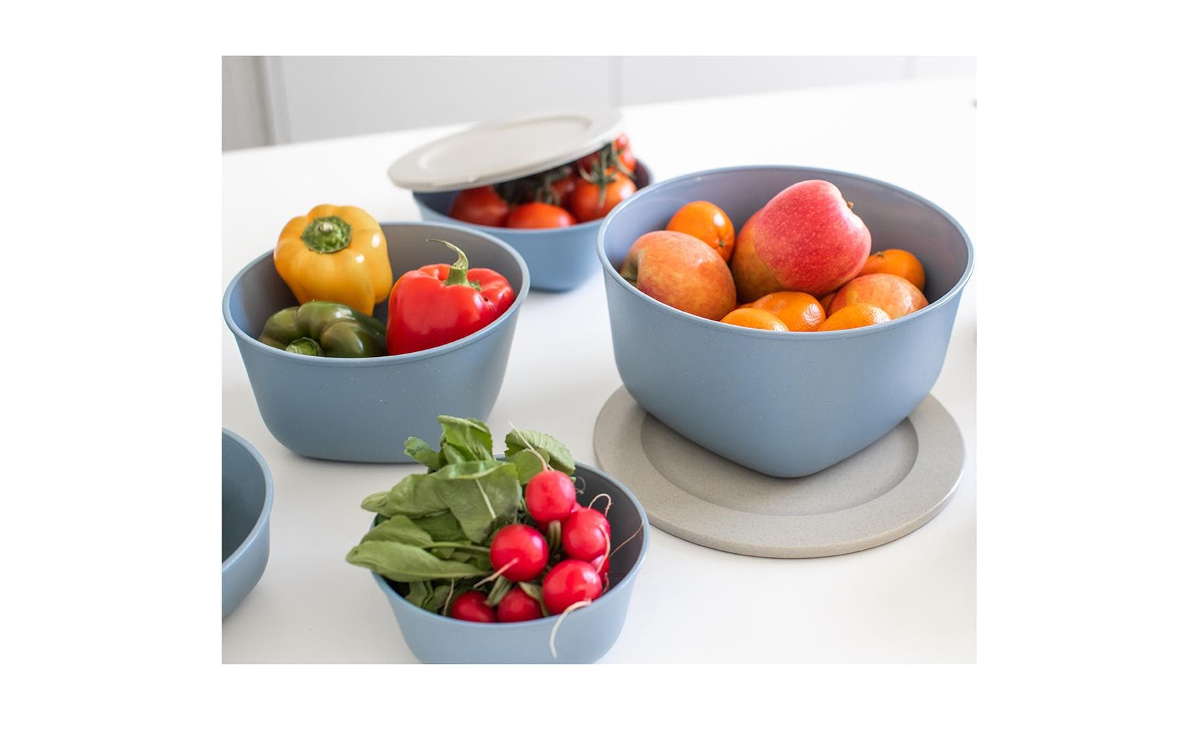 Koziol Connect – Vorratsdose 700 ml, 15,8 × 16,2 × 6,5 cm, Biokunststoff, Blau