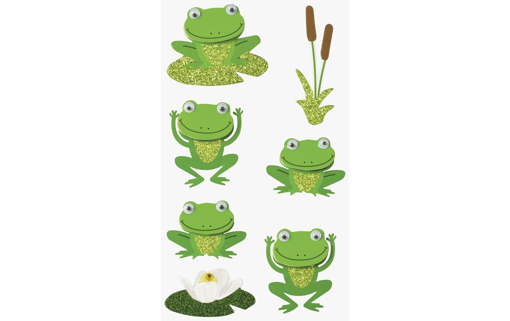 HEYDA Sticker Frosch – 7,5 × 16,5 cm, grün – 1 Bogen/8 Sticker