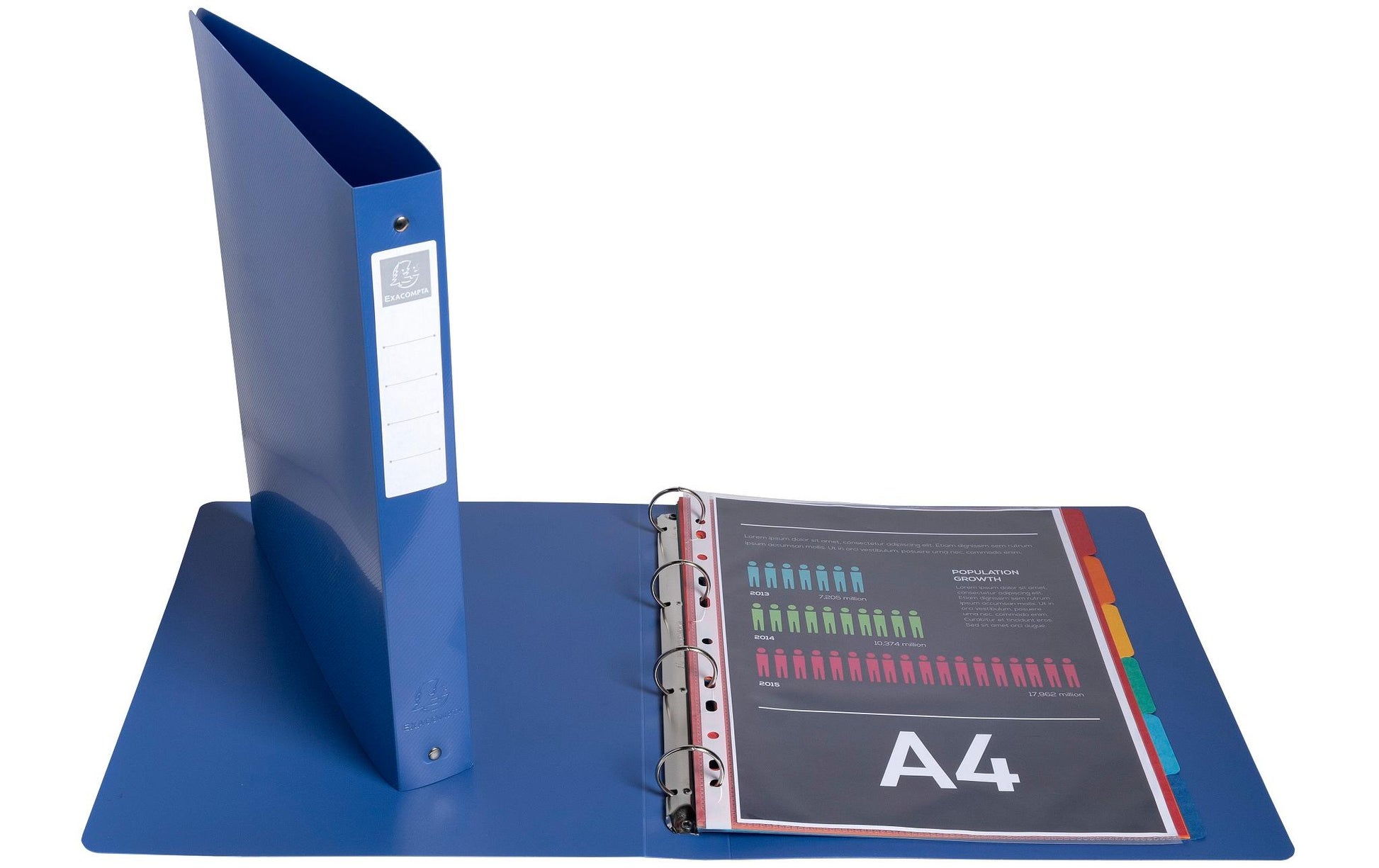 Exacompta Ringbuch – 4-Ring Ø 30 mm – für A4 – Rückenbreite 4 cm – Marineblau