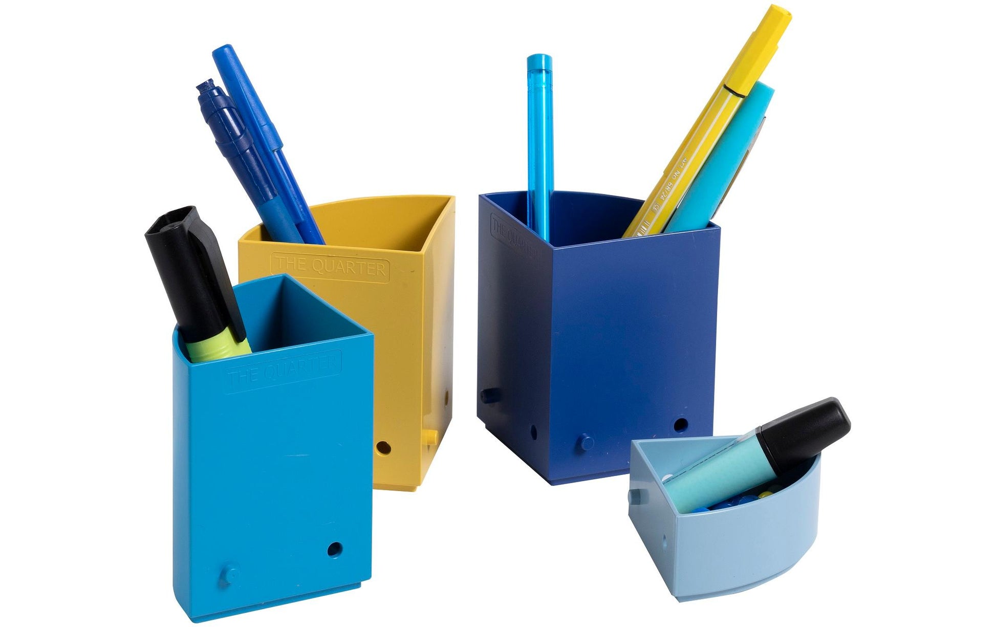 Exacompta BeeBlue The Quarter Stifteköcher – 4 Fächer, für A4+, modulierbar, mehrfarbig, Kunststoff