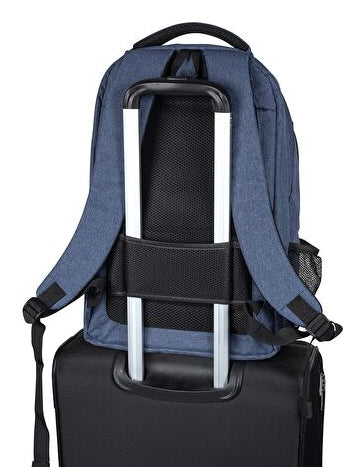 WEDO Schulrucksack Denim – für 15,6", 28 l, mit Tablet-Fach – Blau, 330 × 510 × 200 mm