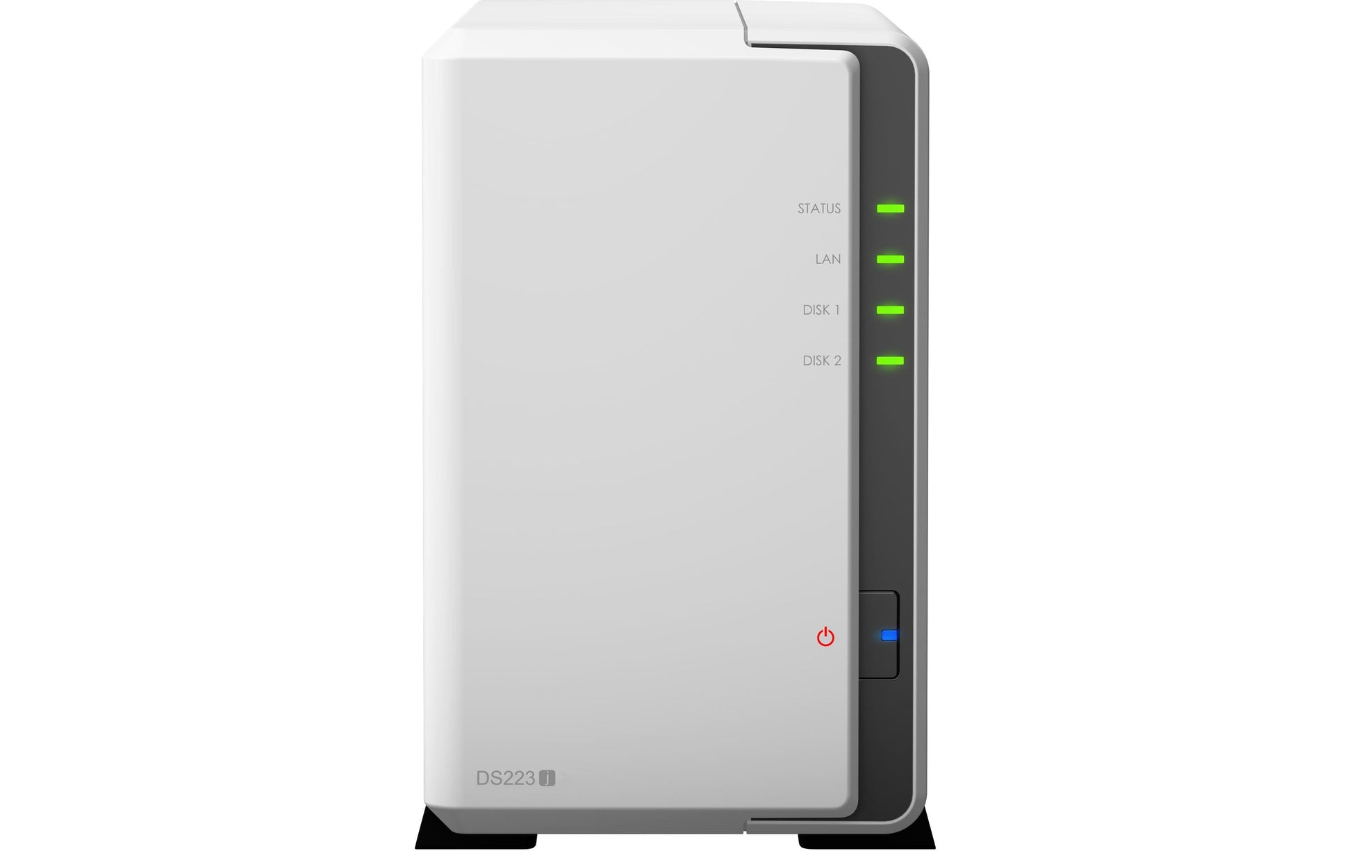 Synology DS223j – 2-Bay Desktop NAS – Realtek RTD1619B, 1 GB RAM, 1GbE, DSM, 16 TB (vorinstalliert)