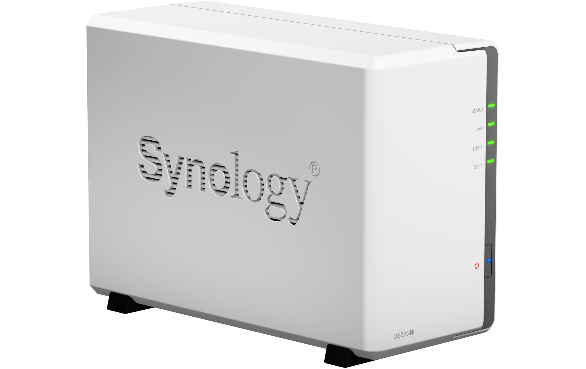 Synology DS223j – 2-Bay Desktop NAS – Realtek RTD1619B, 1 GB RAM, 1GbE, DSM, 24 TB HDD vorinstalliert