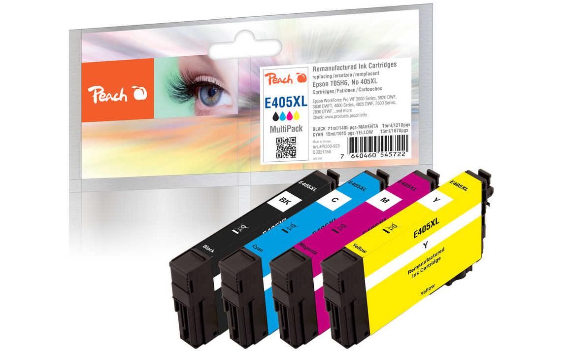 Peach Tintenpatronen-Multipack 405XL, XL, 4er-Pack, kompatibel – für Epson WF-3800, WF-4820, WF-7835 und andere