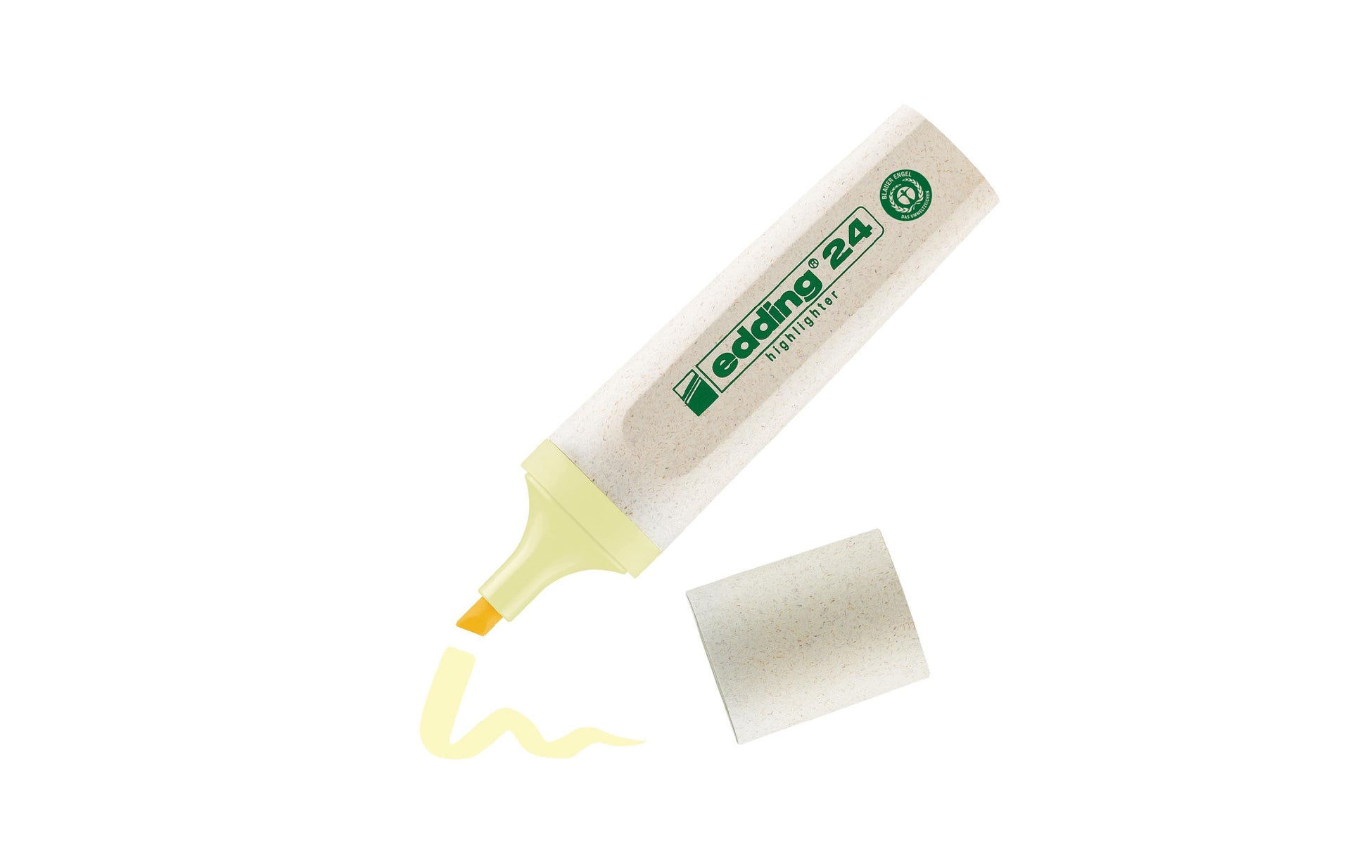 Edding EcoLine Textmarker Pastellgelb – Keilspitze, 2–5 mm, nachfüllbar, Blauer Engel