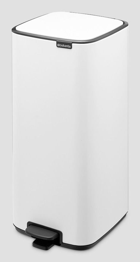 Brabantia Papierkorb – 30 l – mit Deckel, Stahl, Weiss – B × H 288 × 647 mm