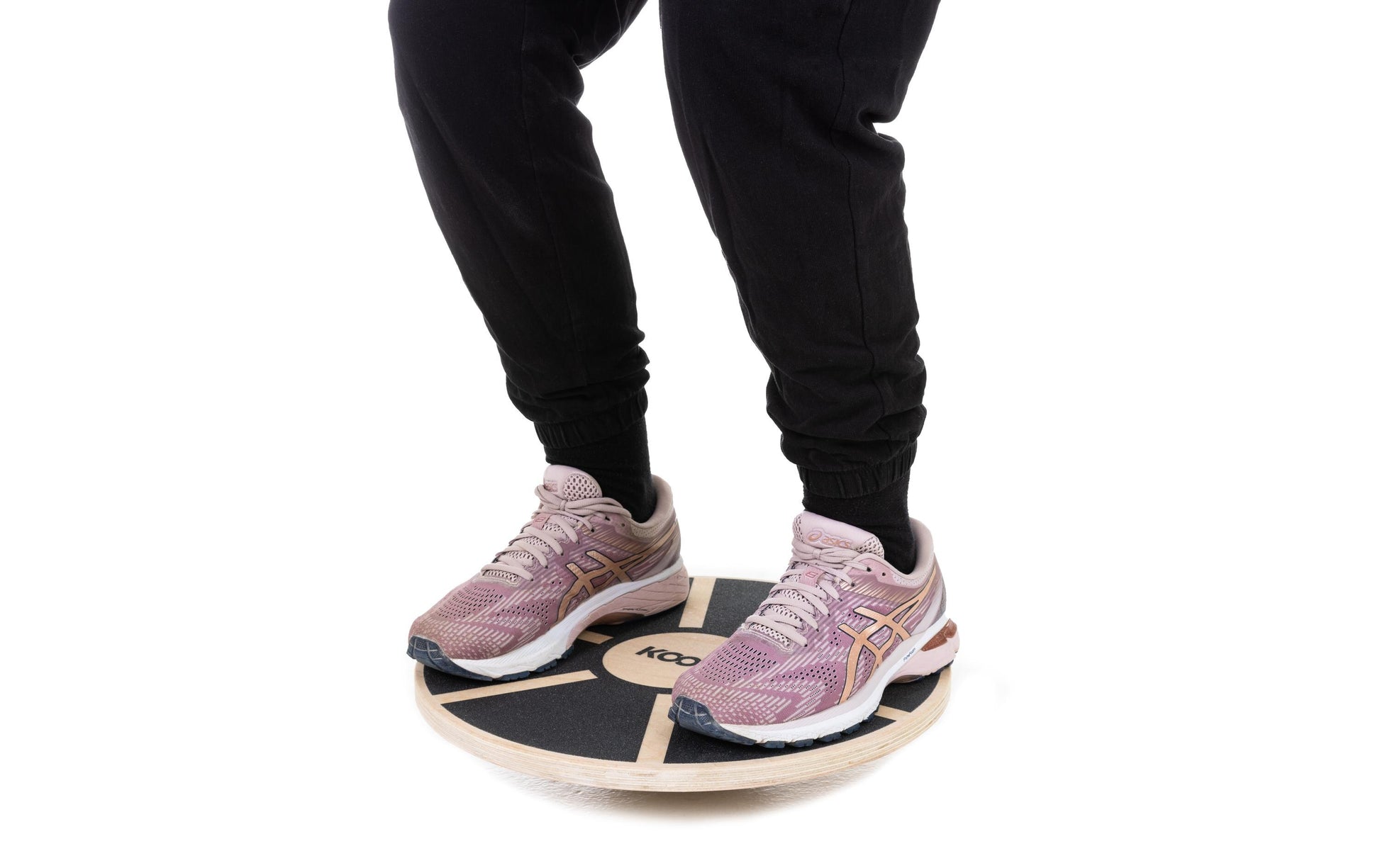 KOOR Rundes Balance Board, F01580, Ø40,0 cm × 8,5 cm, Holz, Schwarz, max. Nutzergewicht 110 kg – 1 Stück