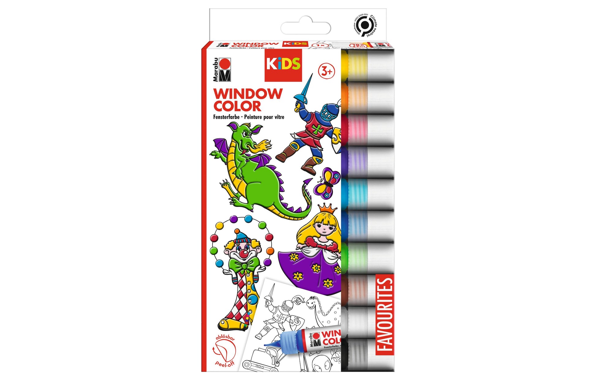 Marabu Fun & Fancy – Fenstermalfarbe – Set – 10 Farben, 10 × 25 ml, für Folie, Glas & Kachel