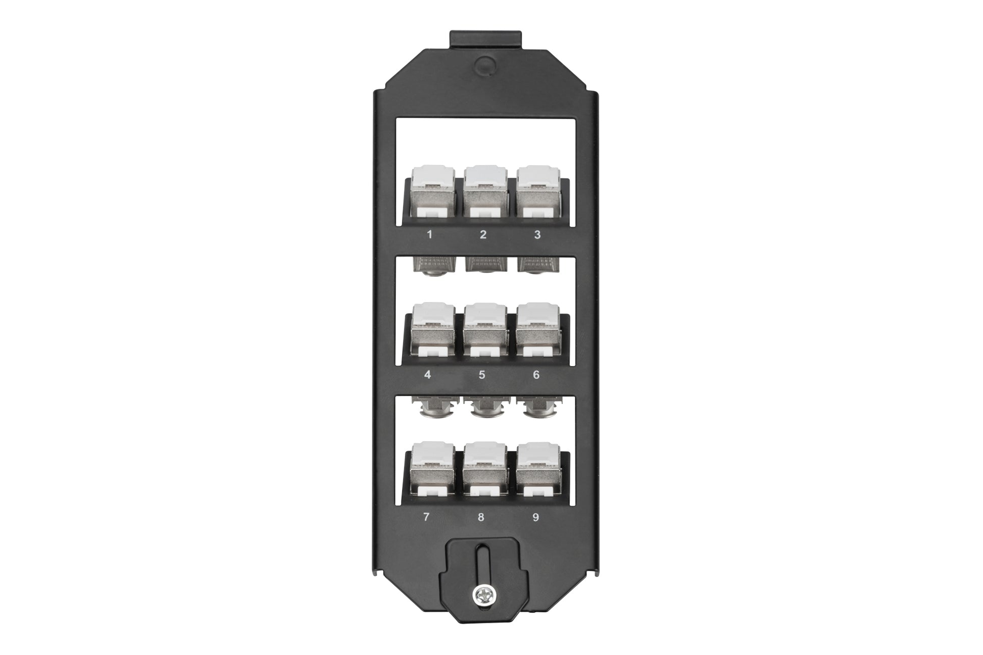 Digitus Einbaurahmen – 3-stufig, 9× Keystone-Fassungen, Metall, schwarz, 1 Stück