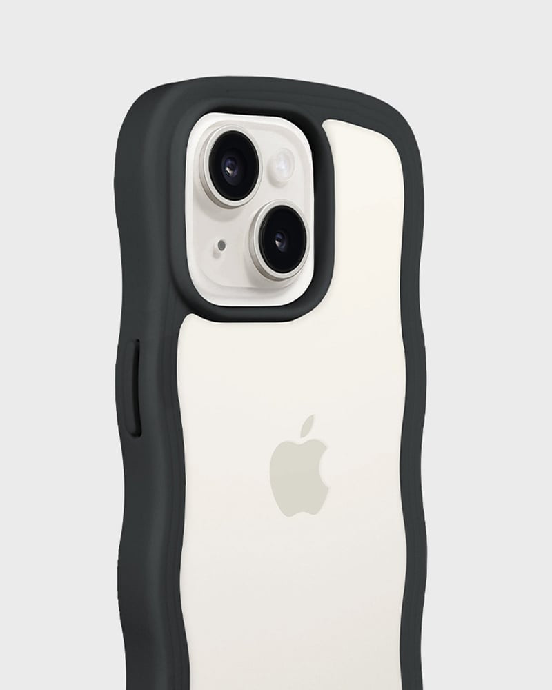 HoldIt Wavy Backcover – für Apple iPhone 13, PC+TPU+Silikon, Schwarz/Transparent