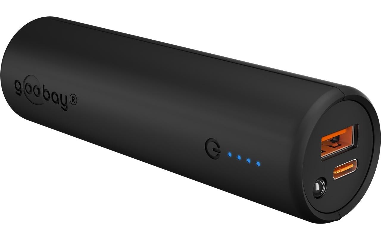 Goobay Powerbank 5'000 mAh – 18 W PD, 1× USB-C, 1× USB-A, schwarz