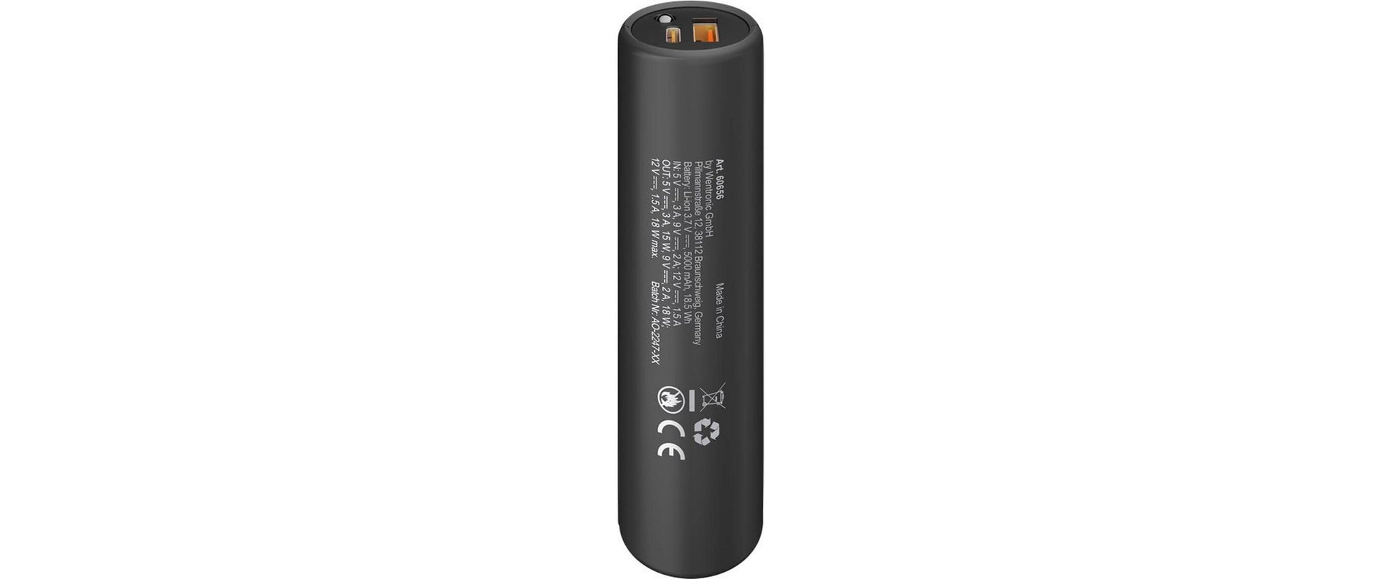 Goobay Powerbank 5'000 mAh – 18 W PD, 1× USB-C, 1× USB-A, schwarz