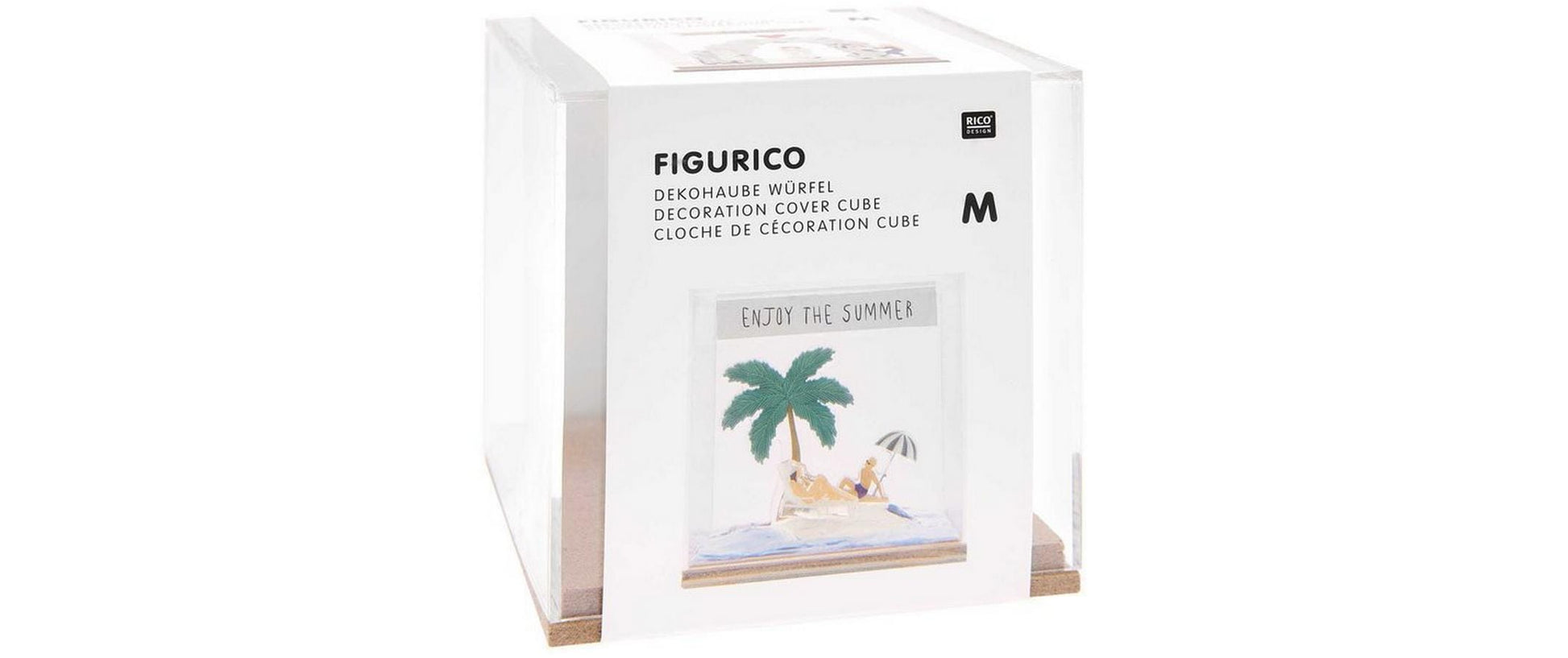 Rico Design Dekohaube Würfel – 9,5 × 10 × 9,5 cm – Acrylglas & MDF, transparent