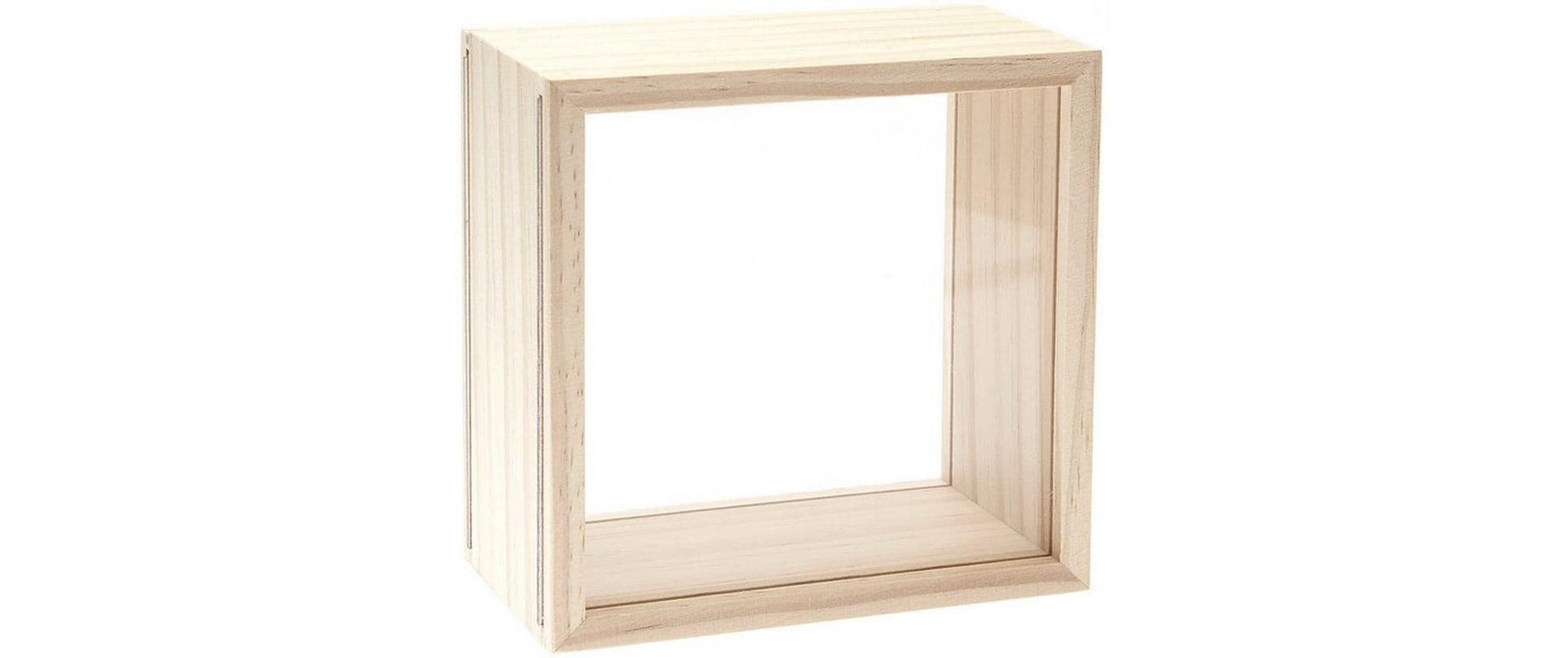 Rico Design Objektkasten – 2er-Set – 130 × 80 × 130 mm – Kiefer/Acryl, transparent
