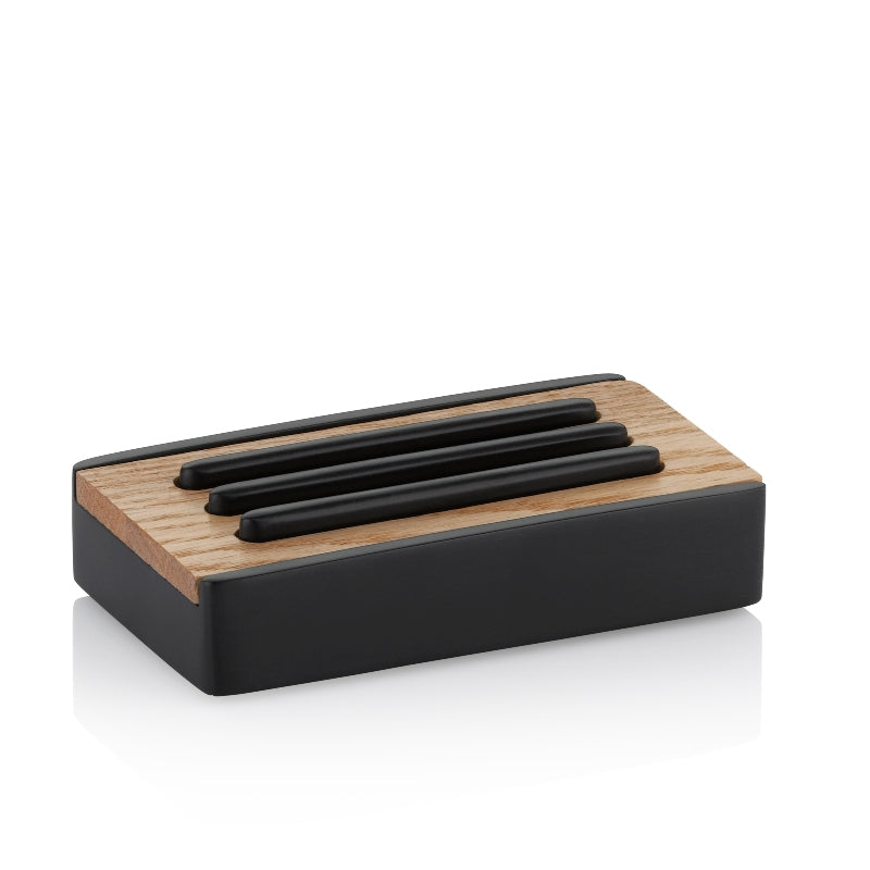 Kela Seifenschale Cube – Polyresin, 7×12×3 cm, Schwarz (rechteckig)