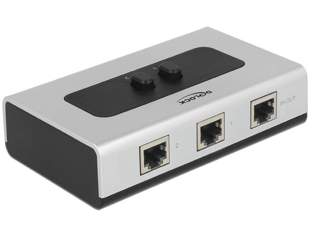 DeLOCK 87673 – Manuelle Switchbox – 3× 1G, Kunststoff, Schwarz, Grau