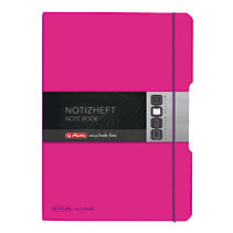 Herlitz Notizheft – A4 – 80 g/m² – mikroperforiert, Wechselcover (Kunststoff), Verschlussgummi, pink