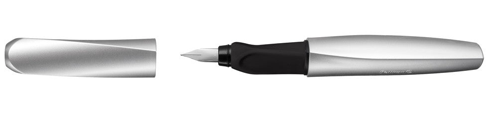 Pelikan Twist – Federspitze M – für Rechts- & Linkshänder – Silber, Blau – Patronen
