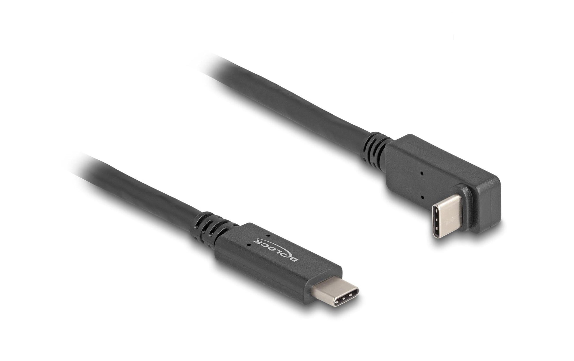 DeLOCK USB-C auf USB-C Kabel – USB 3.2 Gen 2 (10 Gbit/s) – 1 m – PD 60 W – Abgewinkelt – Schwarz