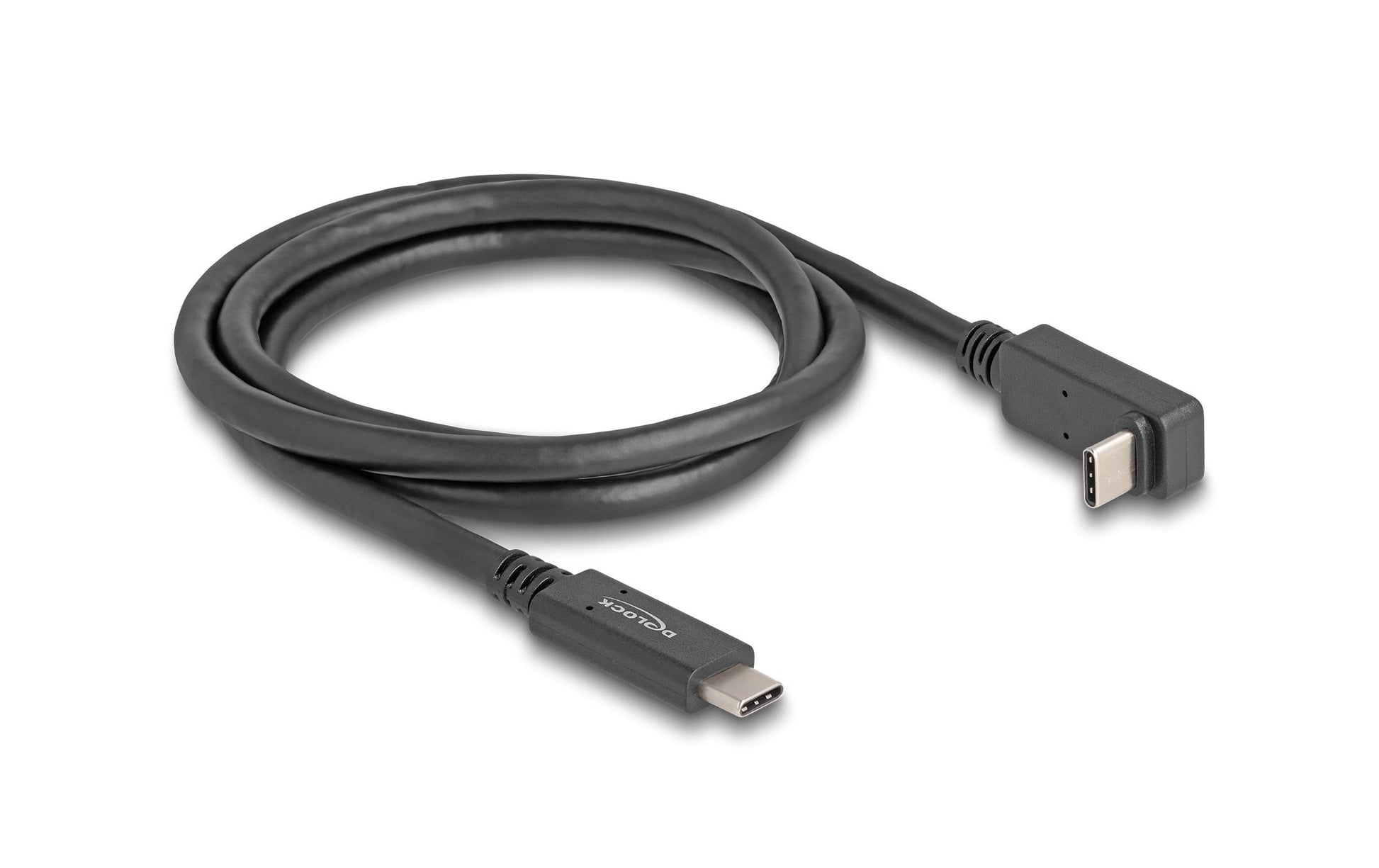 DeLOCK USB-C auf USB-C Kabel – USB 3.2 Gen 2 (10 Gbit/s) – 1 m – PD 60 W – Abgewinkelt – Schwarz