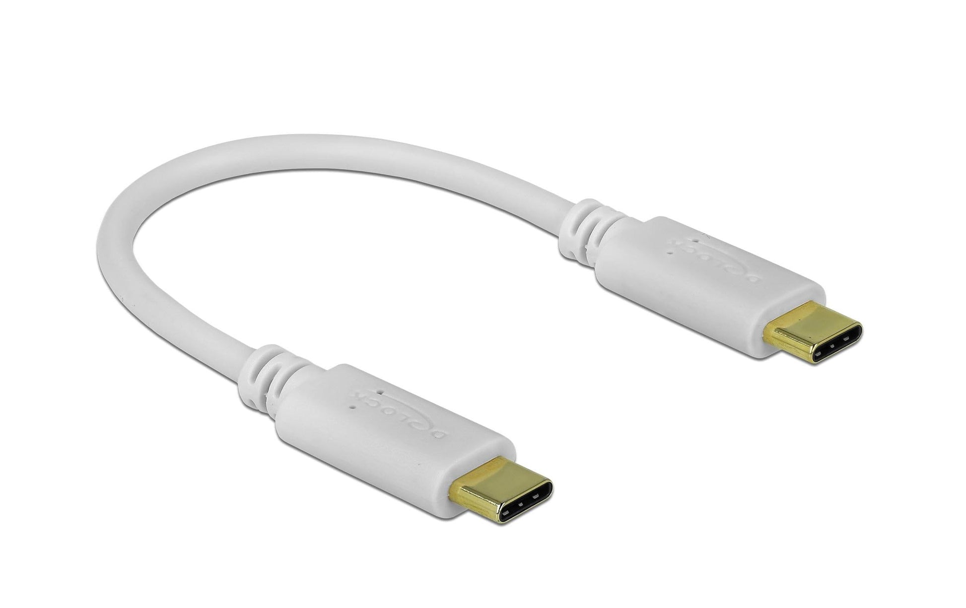 DeLOCK USB-C auf USB-C Kabel – 0,15 m – PD 100 W – E-Marker, Goldstecker – Weiss