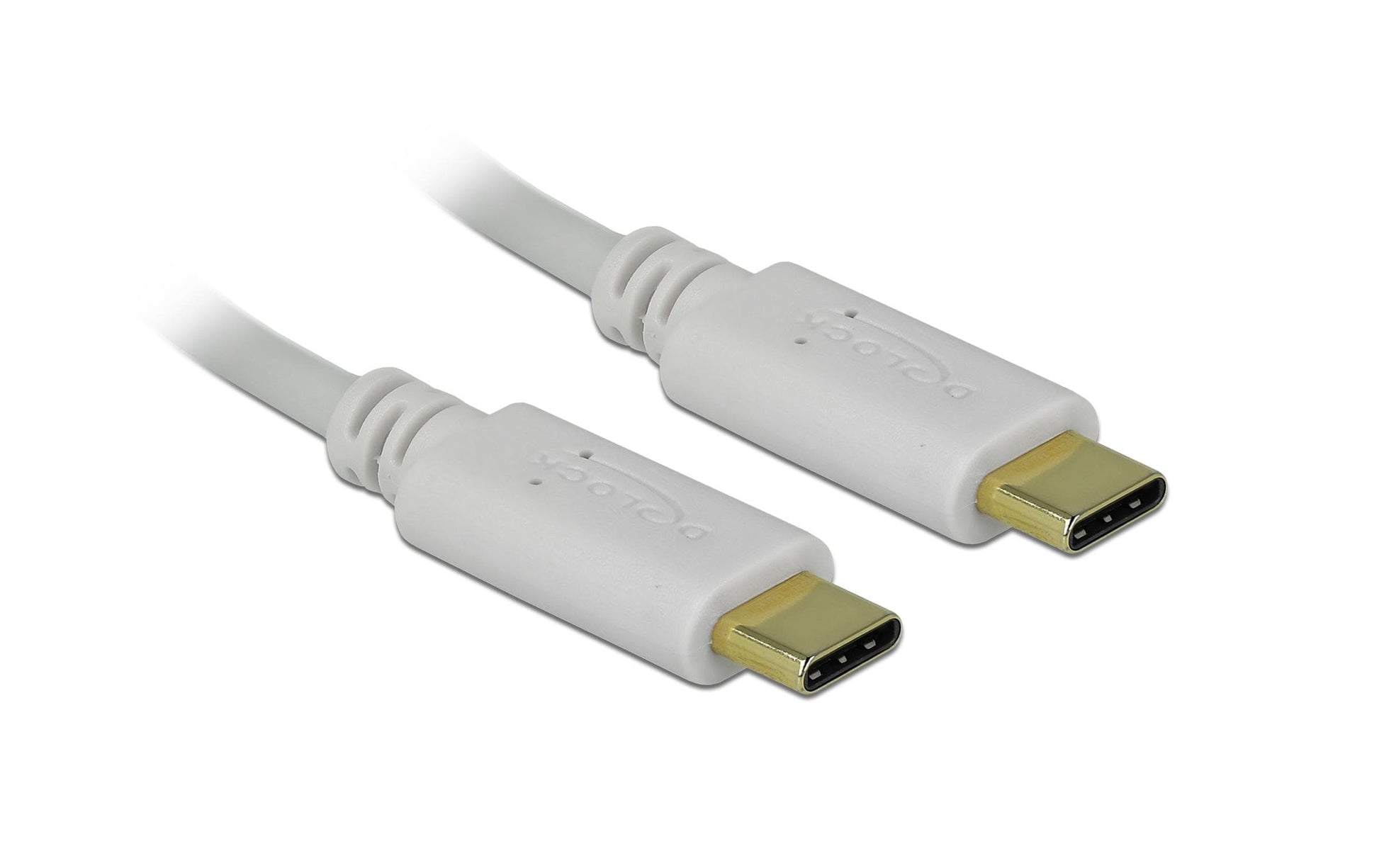 DeLOCK USB-C auf USB-C Kabel – 0,15 m – PD 100 W – E-Marker, Goldstecker – Weiss