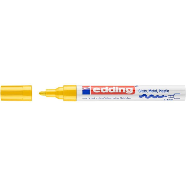 Edding 750 Lackmarker – Rundspitze 2–4 mm – Gelb – für Glas, Metall und Kunststoff