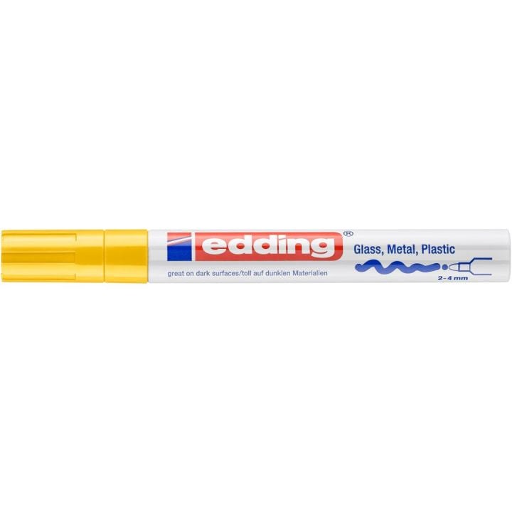 Edding 750 Lackmarker – Rundspitze 2–4 mm – Gelb – für Glas, Metall und Kunststoff