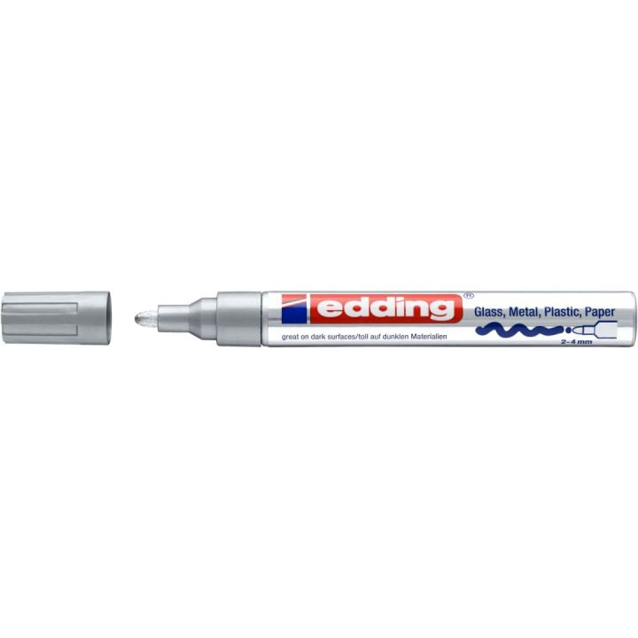 Edding 750 Lackmarker – Rundspitze 2–4 mm – Silber – für Glas, Metall und Kunststoff