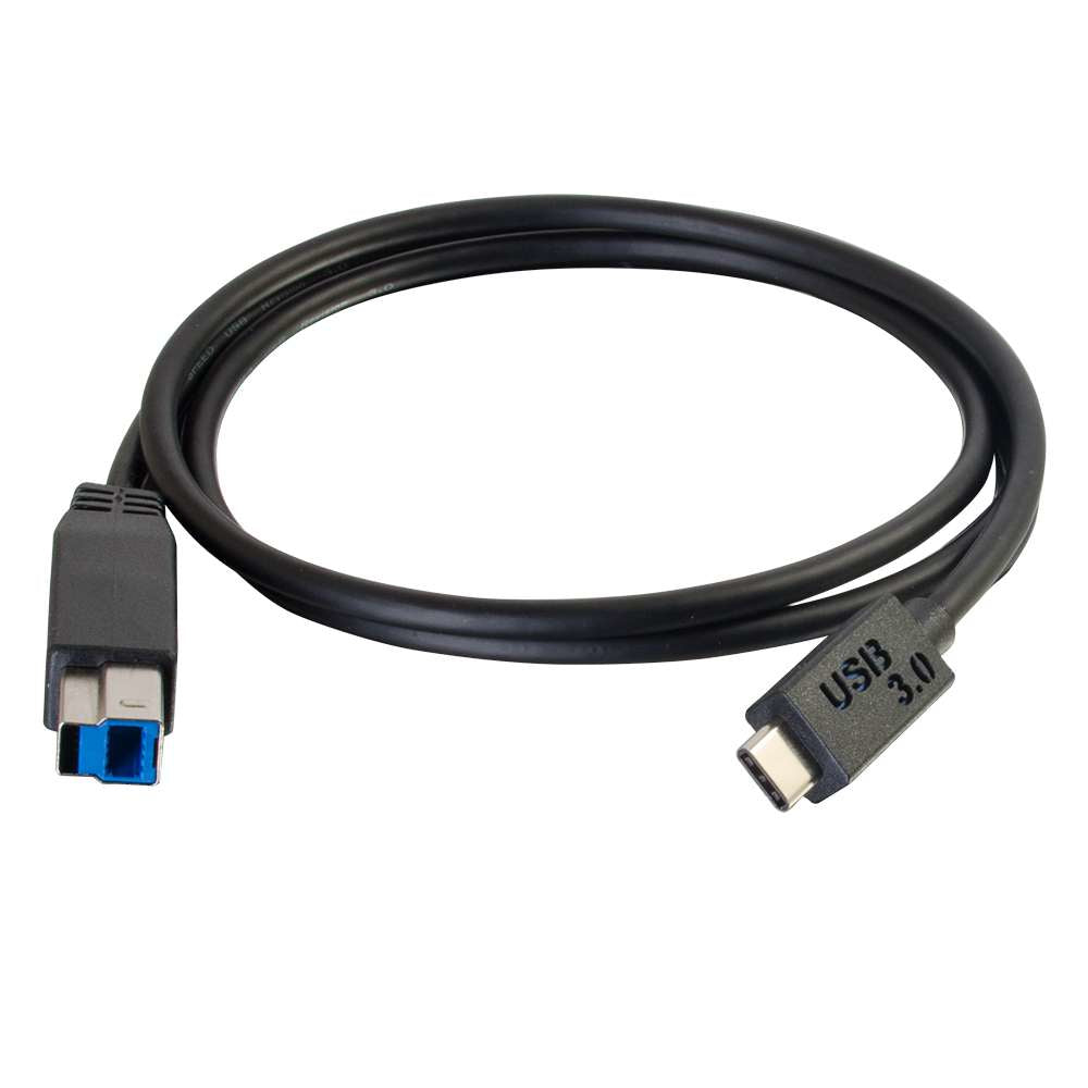 C2G USB-C auf USB-B Kabel – USB 3.2 Gen 1 (5 Gbit/s) – 3,05 m – Goldkontakte, abgeschirmt – Schwarz