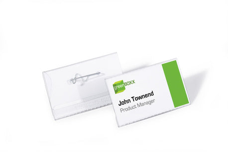 Durable Namensschild – 75 × 40 mm, transparent, Kunststoff, 100er-Pack