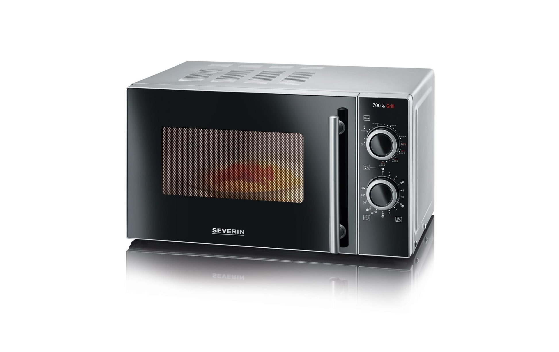 Severin Kombi-Mikrowelle MW 7771 – 20 l, Grill, 700 W – Schwarz/Silber