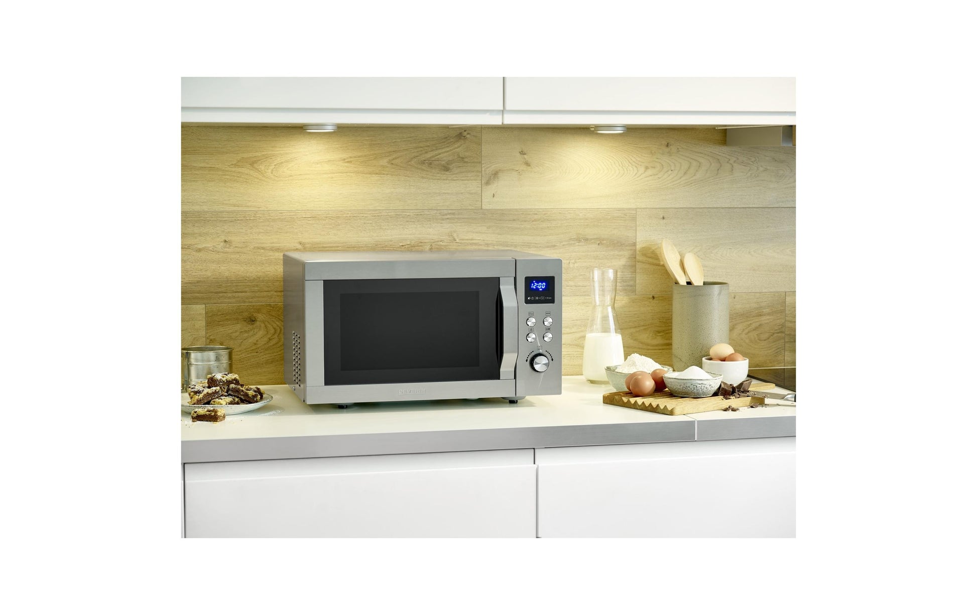 Severin Kombi-Mikrowelle MW 7774 – 25 l, Grill & Heissluft, 900 W – silber/edelstahl