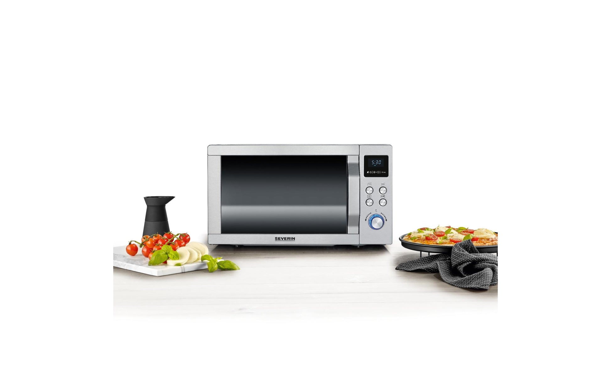 Severin Kombi-Mikrowelle MW 7774 – 25 l, Grill & Heissluft, 900 W – silber/edelstahl