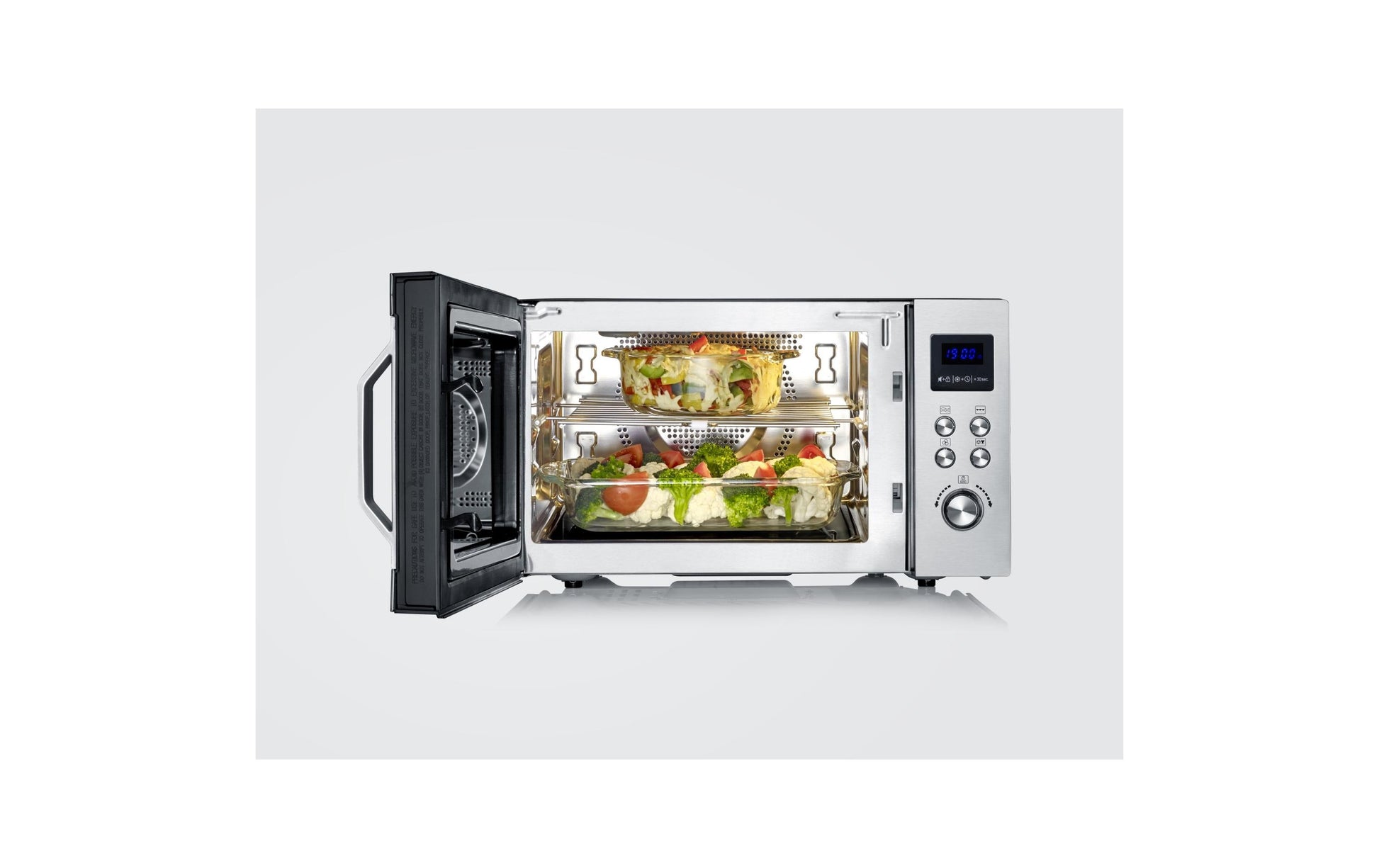 Severin Kombi-Mikrowelle MW7777 – 25 l, Grill & Heissluft, 900 W – Schwarz/Edelstahl