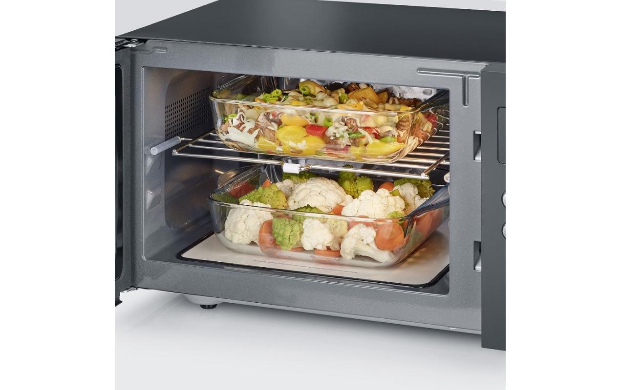 Severin Grill-Mikrowelle MW7763 – 25 l, Grill, 900 W – Schwarz/Edelstahl