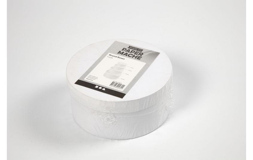 Creativ Company Geschenkbox rund, Karton, weiss – Ø 80 mm × 40 mm – mit Deckel – 4 Stk.